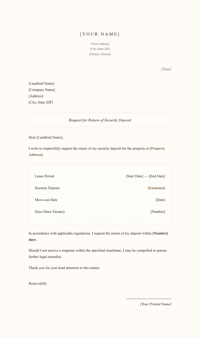 Understated elegant demand letter